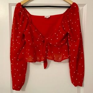 Vici for Le Lis Red Heart Tie Front Crop Top